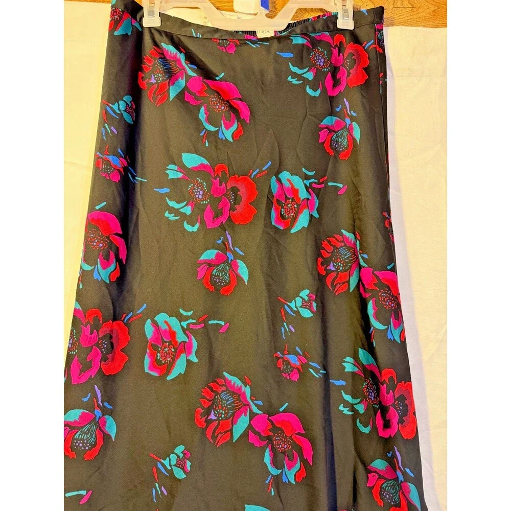 J Crew Whimysgoth Black Floral Silky Skirt Women's XL Dark Fairy Academia Indie